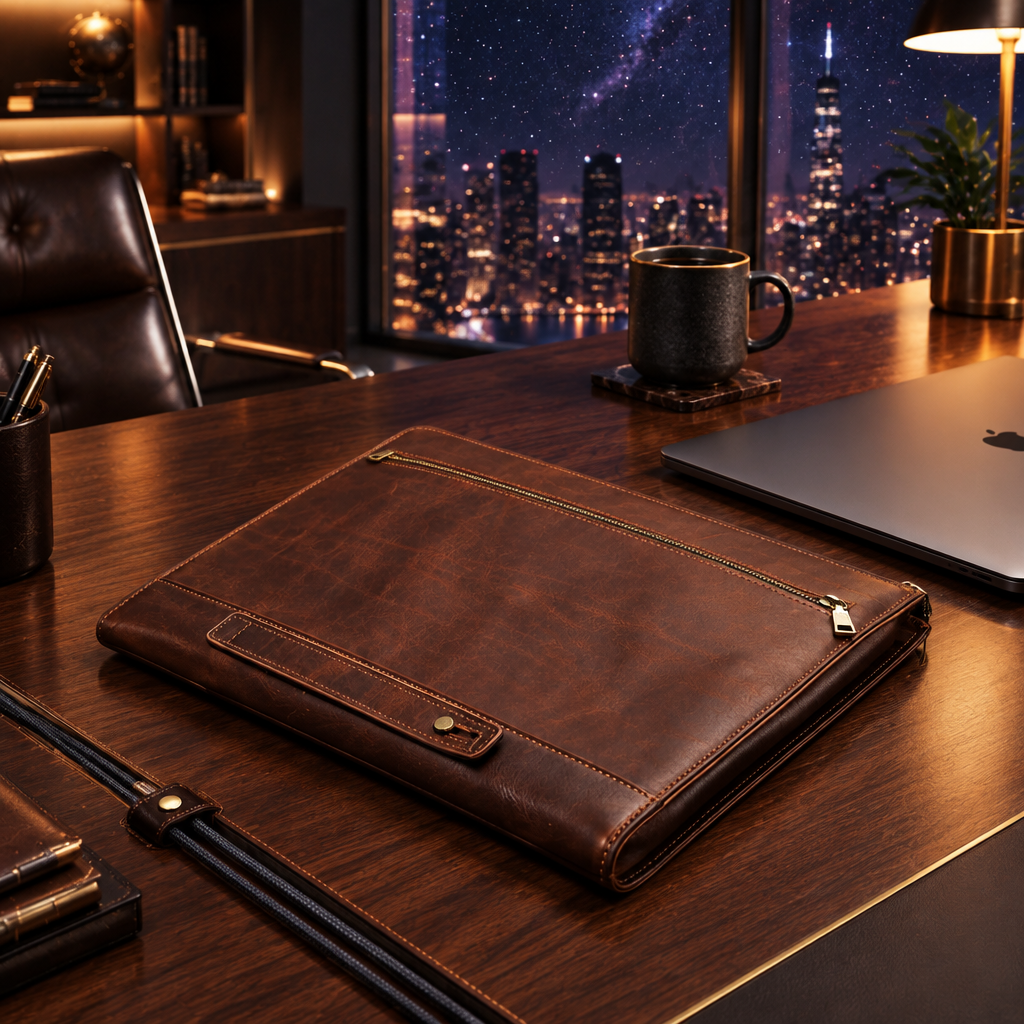 Arete Crazy Horse Leather Laptop Bag & Zippered Protective Case
