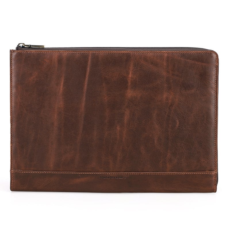 Arete Crazy Horse Leather Laptop Bag & Zippered Protective Case