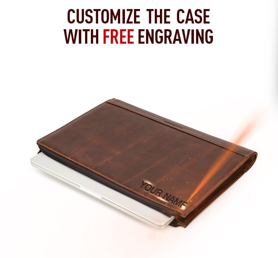 Arete Crazy Horse Leather Laptop Bag & Zippered Protective Case