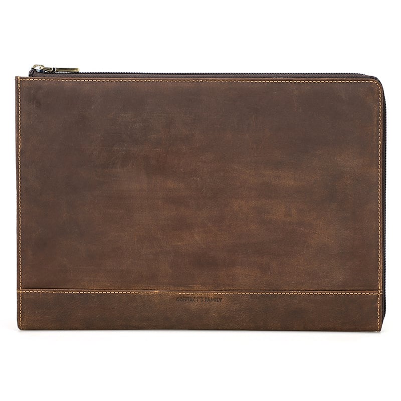 Arete Crazy Horse Leather Laptop Bag & Zippered Protective Case