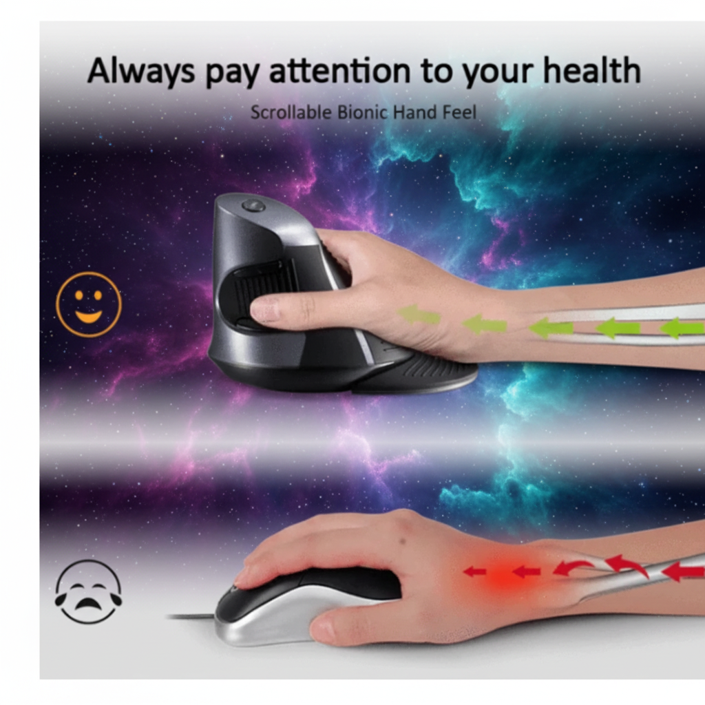The Precision Tethered Node — Vertical Ergonomic Mouse for Deep Focus